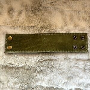 Western Boho Hide Cuff Bracelet with small money pocket